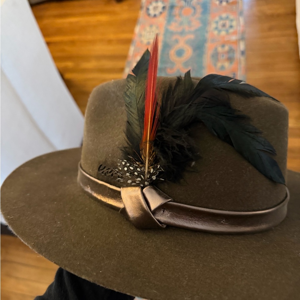 Goorin Bros Olive Fedora with Feather Detail